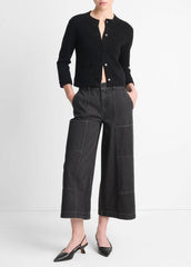 Wool-Blend Shrunken Snap Cardigan in Cardigans | VINCE Women