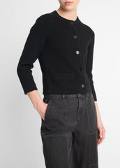 Wool-Blend Shrunken Snap Cardigan in Cardigans | VINCE Women