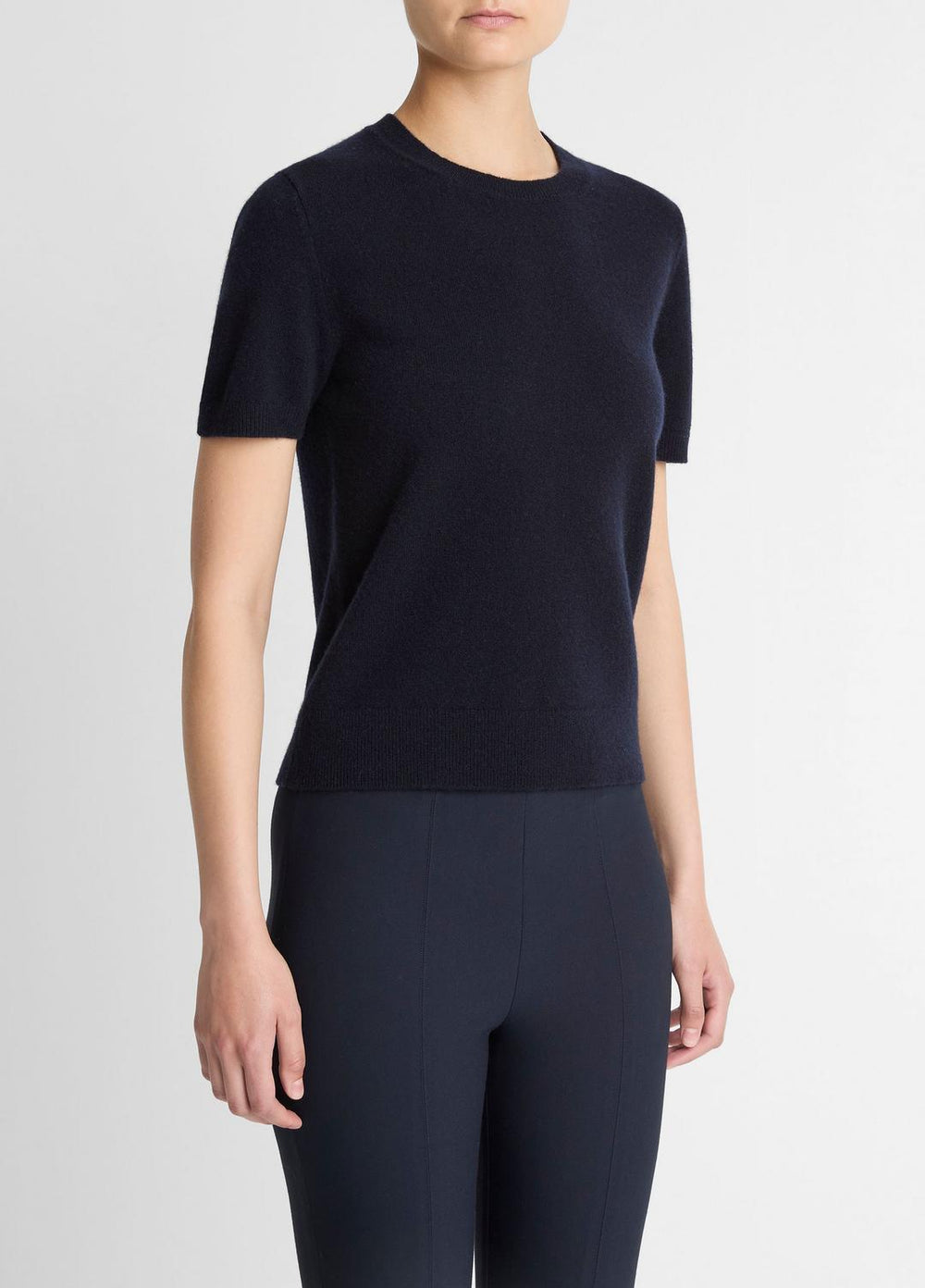 Wool & Cashmere-Blend Short-Sleeve Sweater in Crew Neck | VINCE Women
