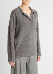 Donegal Plush Cashmere Dolman-Sleeve Polo Sweater in Cashmere | VINCE Women