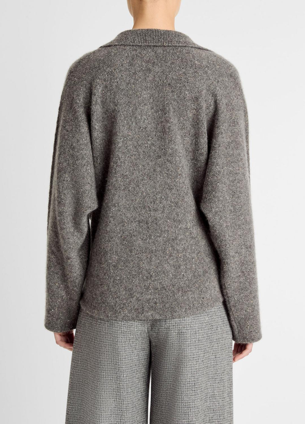 Donegal Plush Cashmere Dolman-Sleeve Polo Sweater in Cashmere | VINCE Women