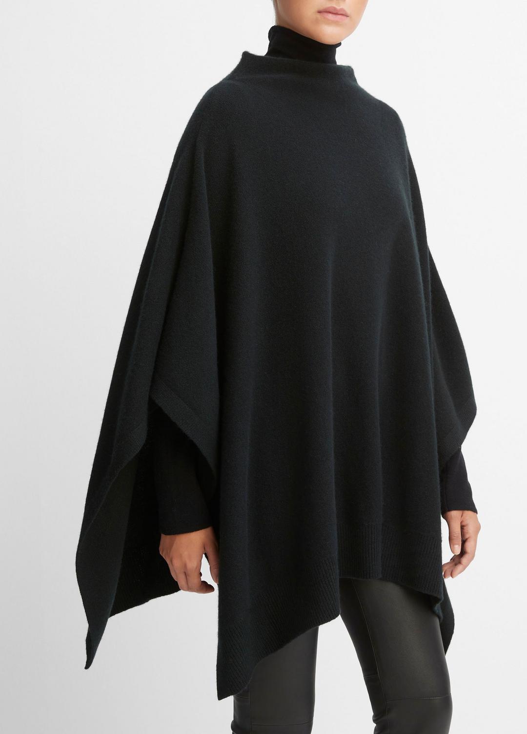 Merino Wool-Cashmere Funnel-Neck Poncho in Accessories | VINCE Women