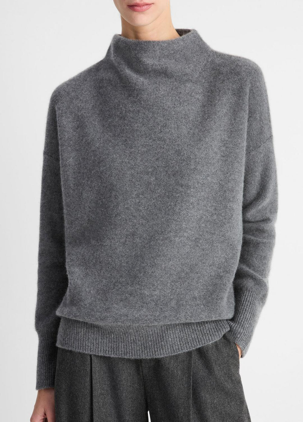 Plush Cashmere Funnel-Neck Sweater in Turtleneck | VINCE Women