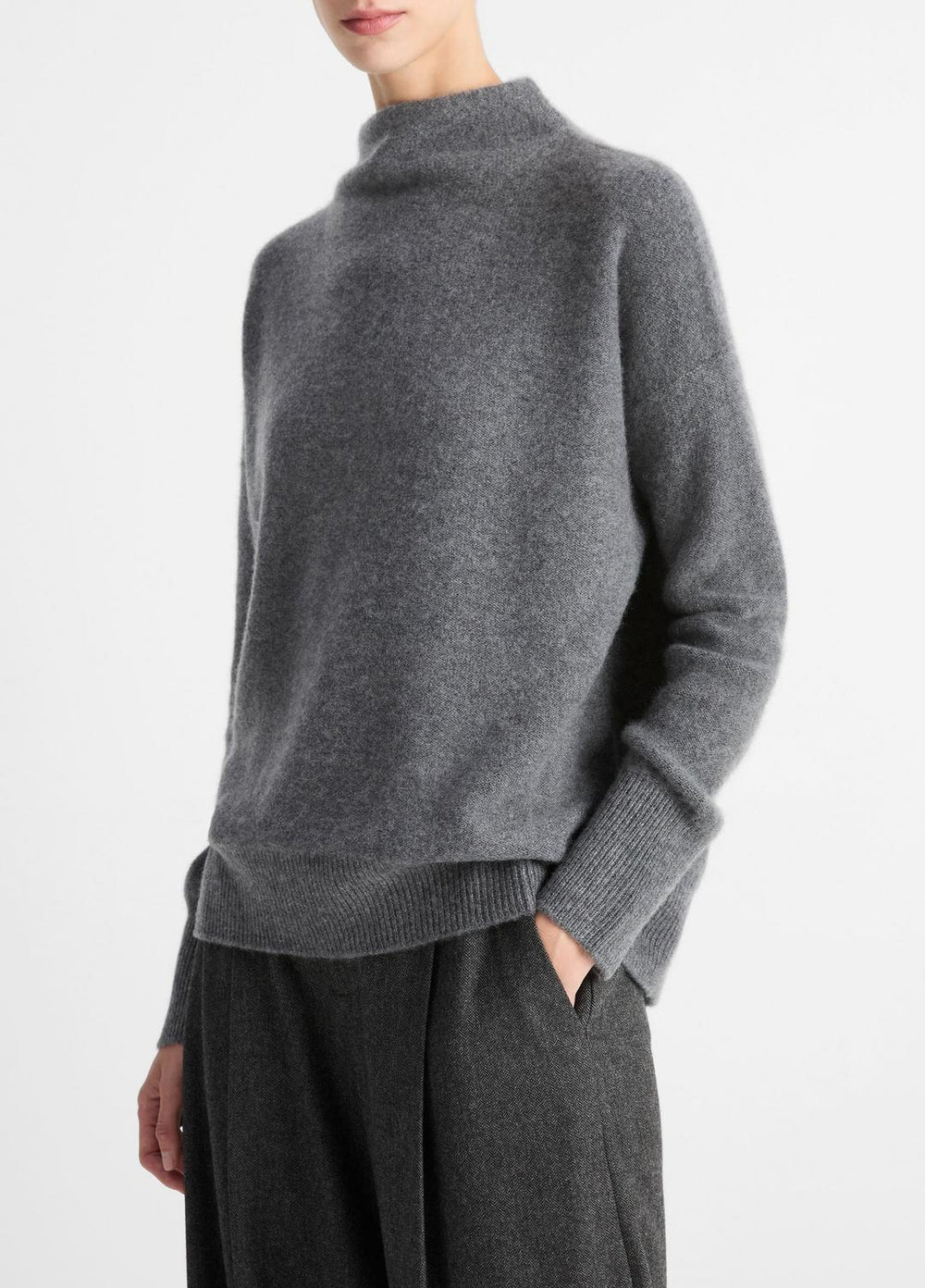Plush Cashmere Funnel-Neck Sweater in Turtleneck | VINCE Women