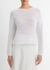 Italian Coated Cotton-Blend Sweater in Crew Neck | VINCE Women