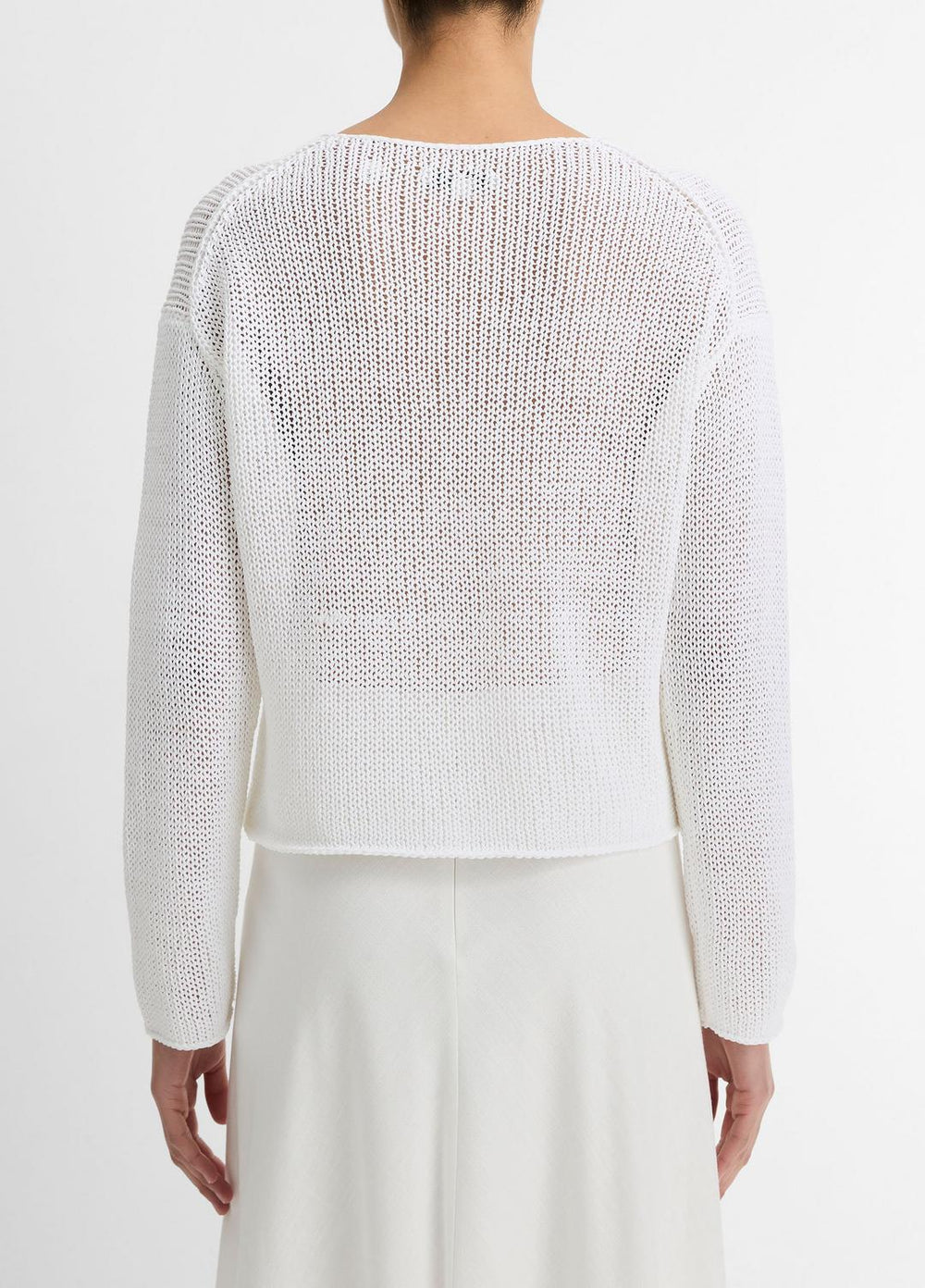 Italian Coated Cotton-Blend Sweater in Crew Neck | VINCE Women