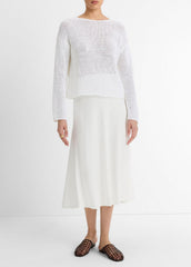 Italian Coated Cotton-Blend Sweater in Crew Neck | VINCE Women