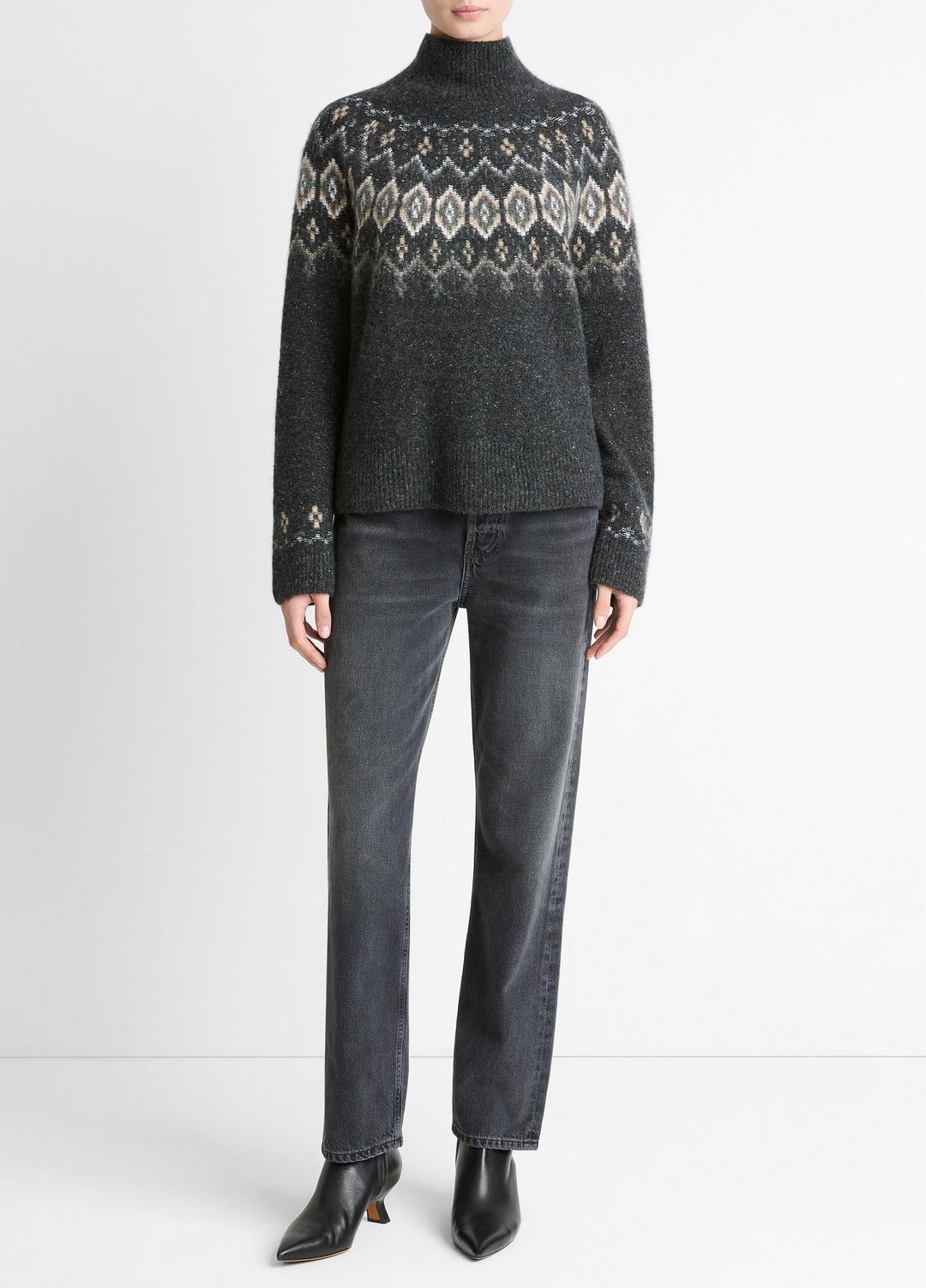 Fair Isle Donegal Cashmere Turtleneck Sweater in Turtleneck | VINCE Women