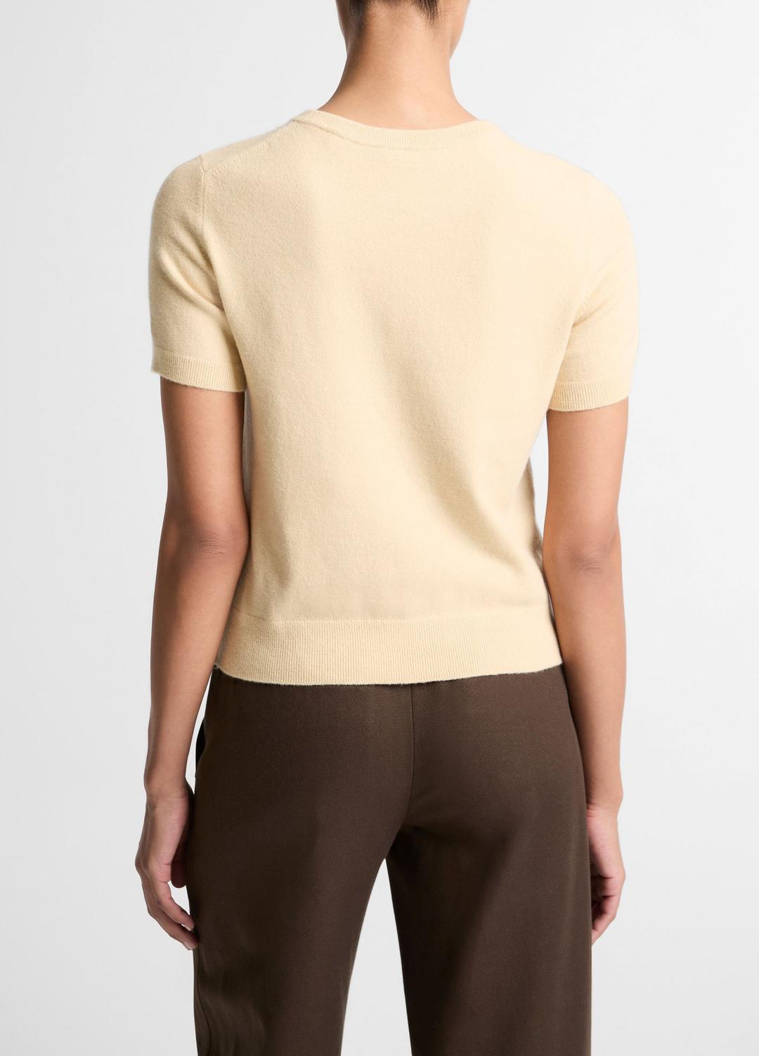 Wool & Cashmere-Blend Short-Sleeve Sweater in Crew Neck | VINCE Women