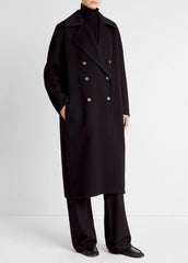 Wool-Blend Double-Breasted Long Coat in Coats | VINCE Women