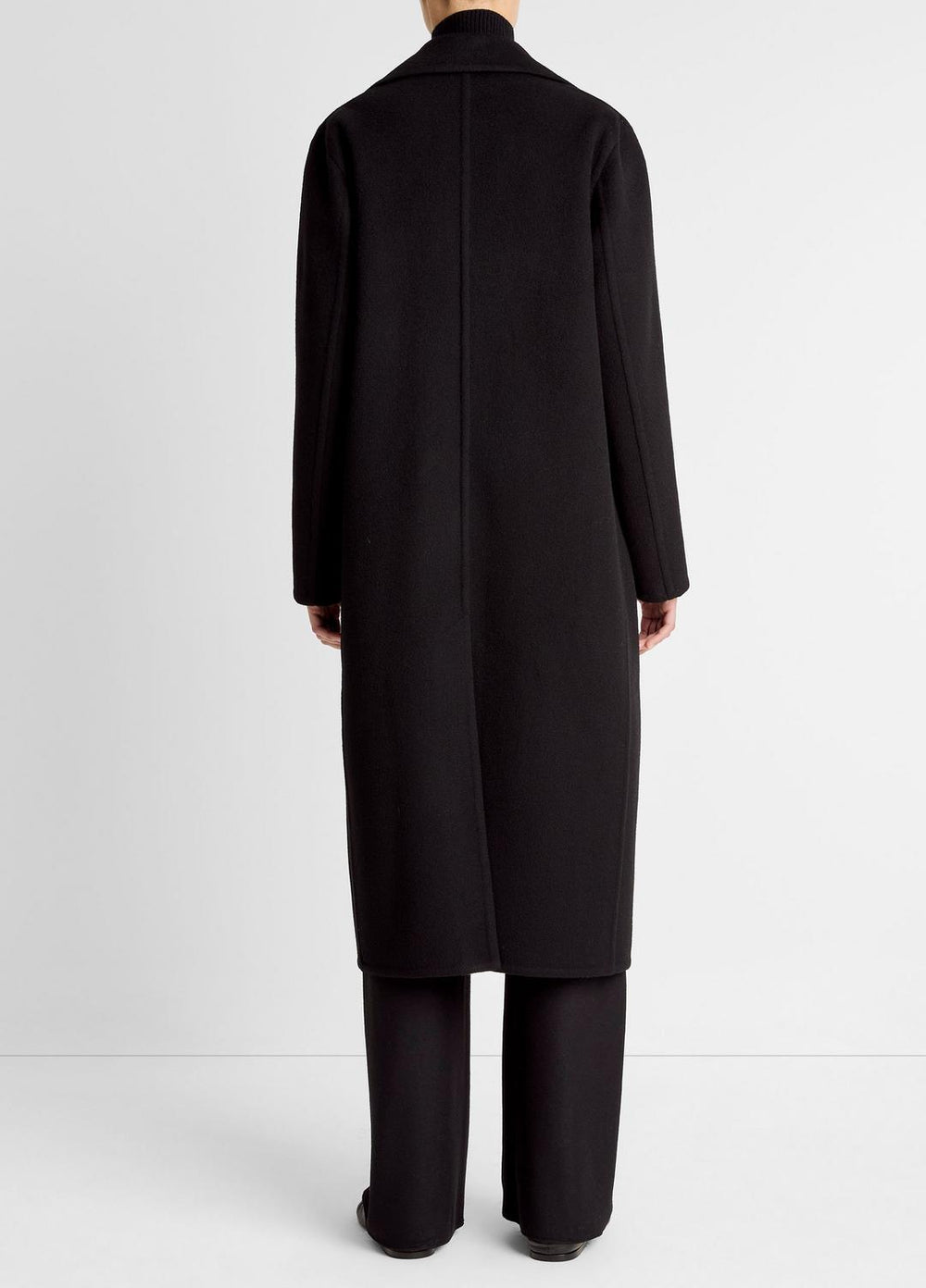 Wool-Blend Double-Breasted Long Coat in Coats | VINCE Women