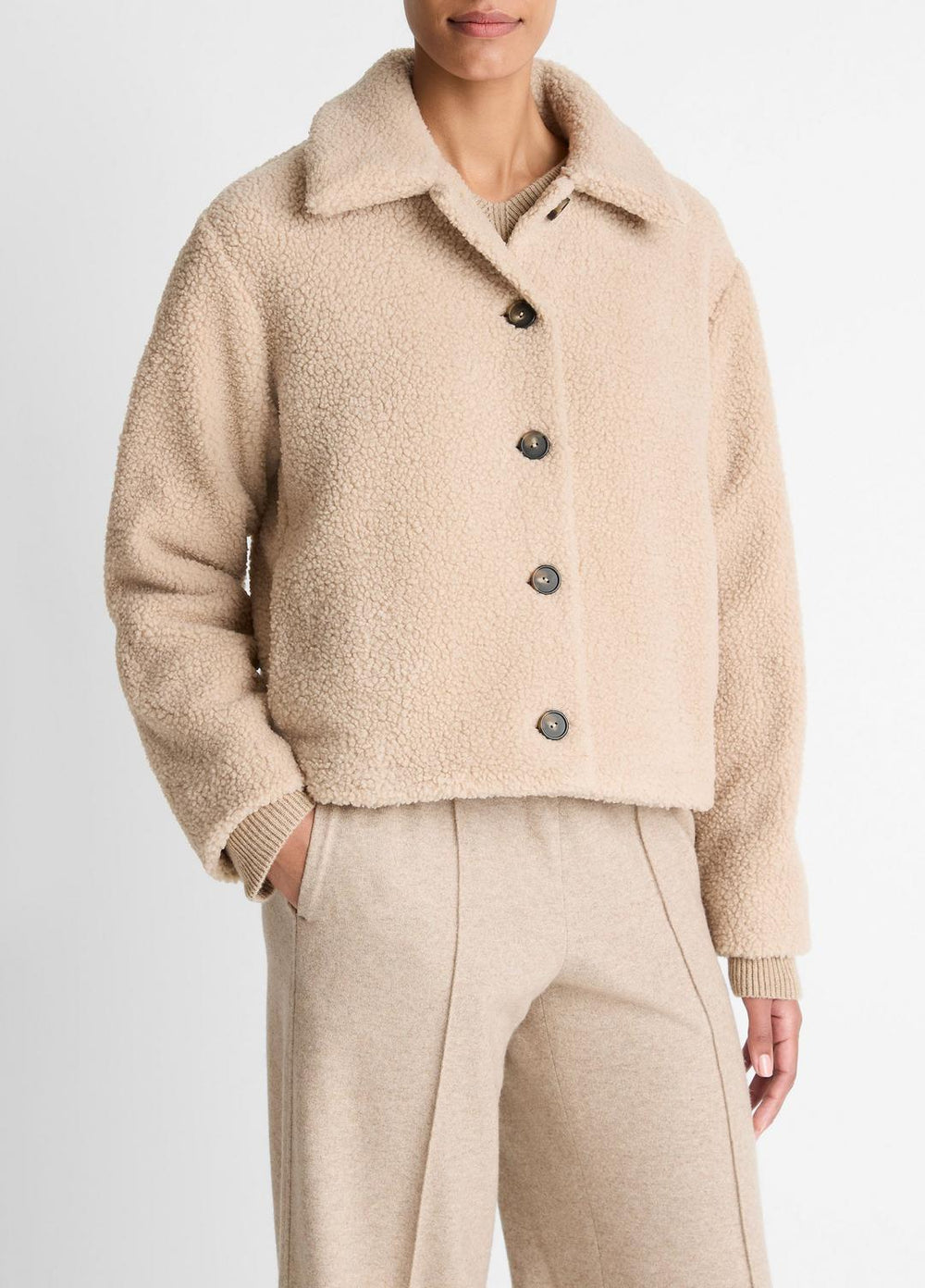 Collared Sherpa Jacket in Jackets | VINCE Women