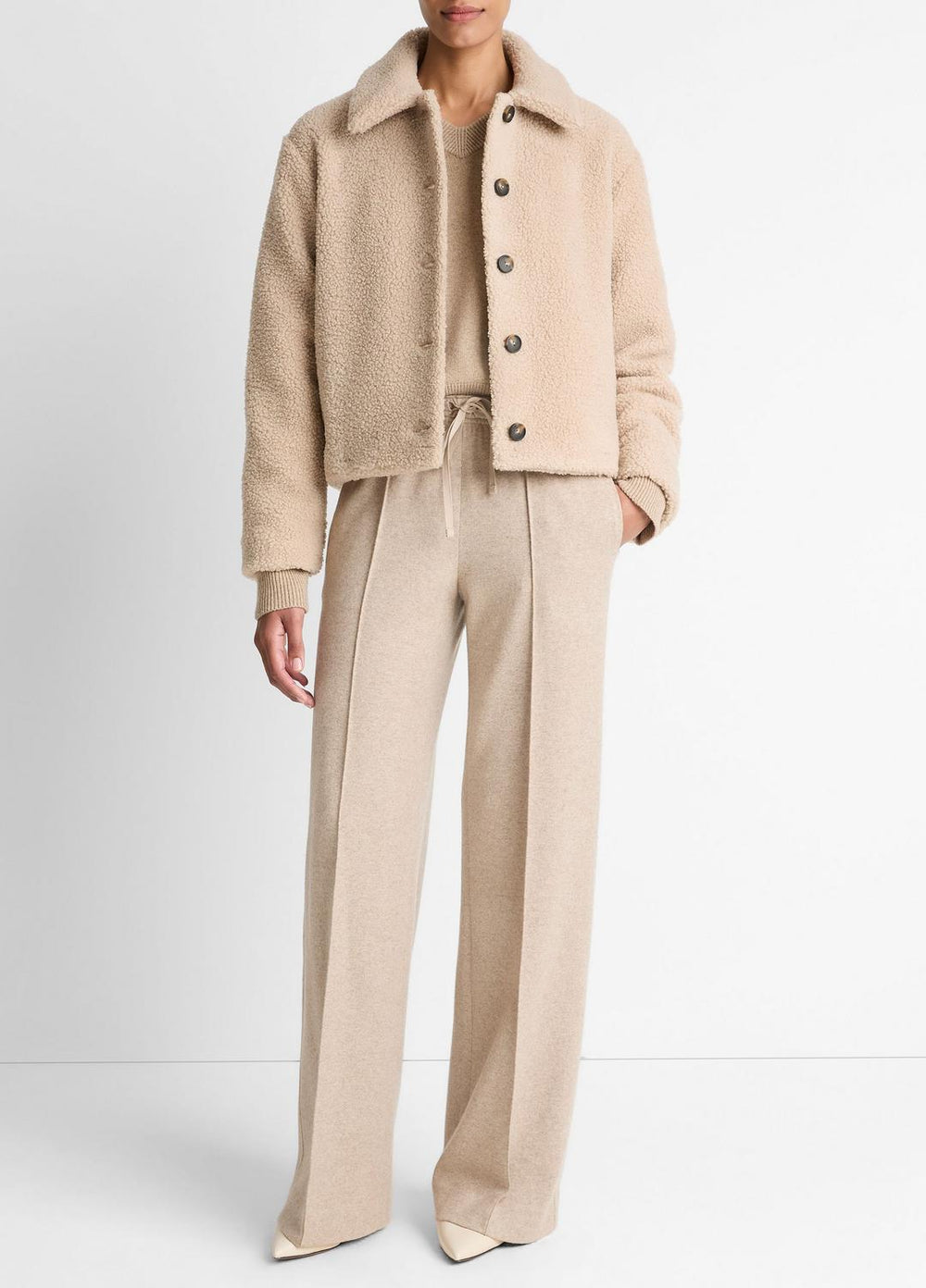 Collared Sherpa Jacket in Jackets | VINCE Women