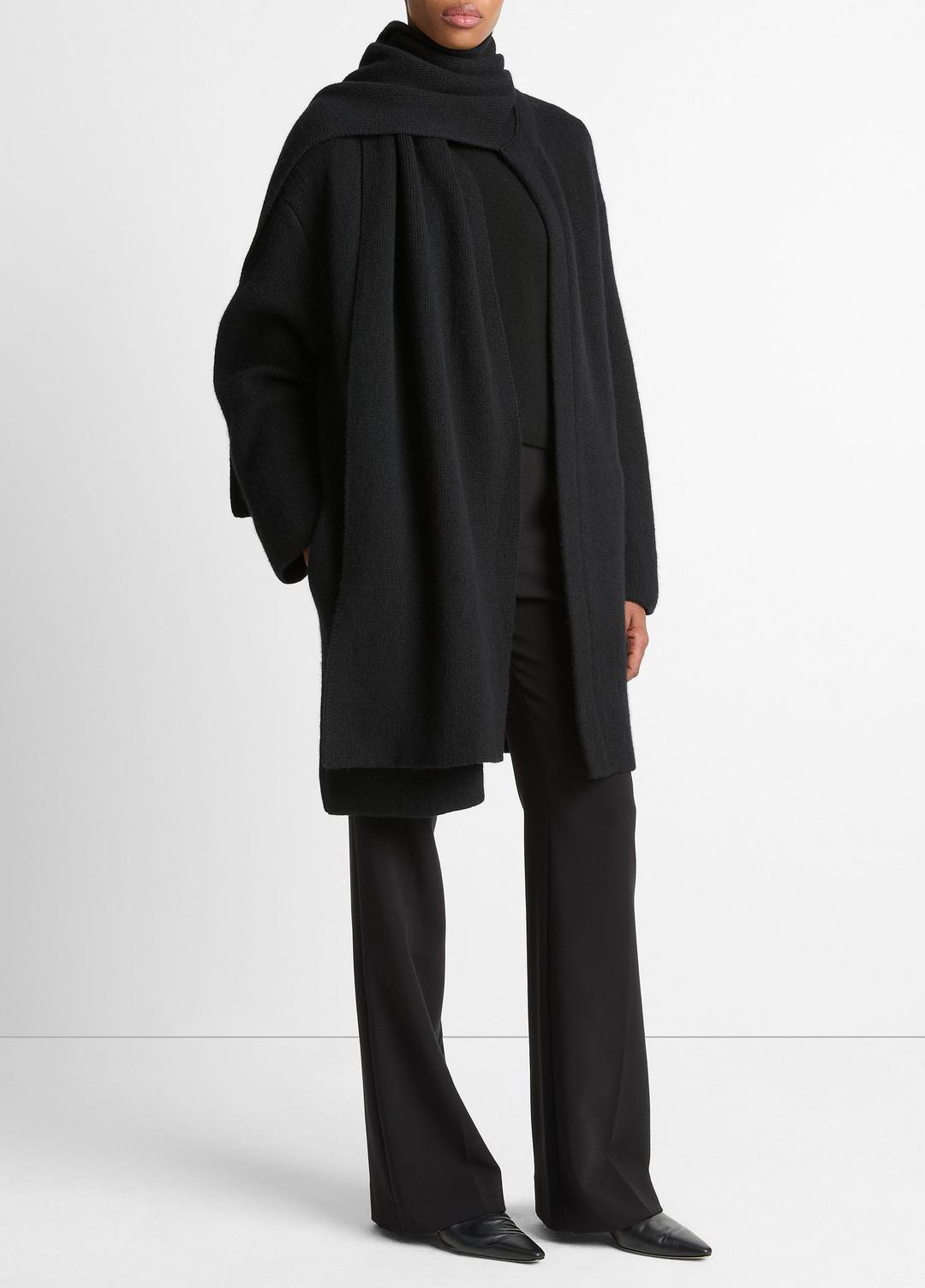 Draped-Scarf Wool-Blend Car Coat in Coats | VINCE Women