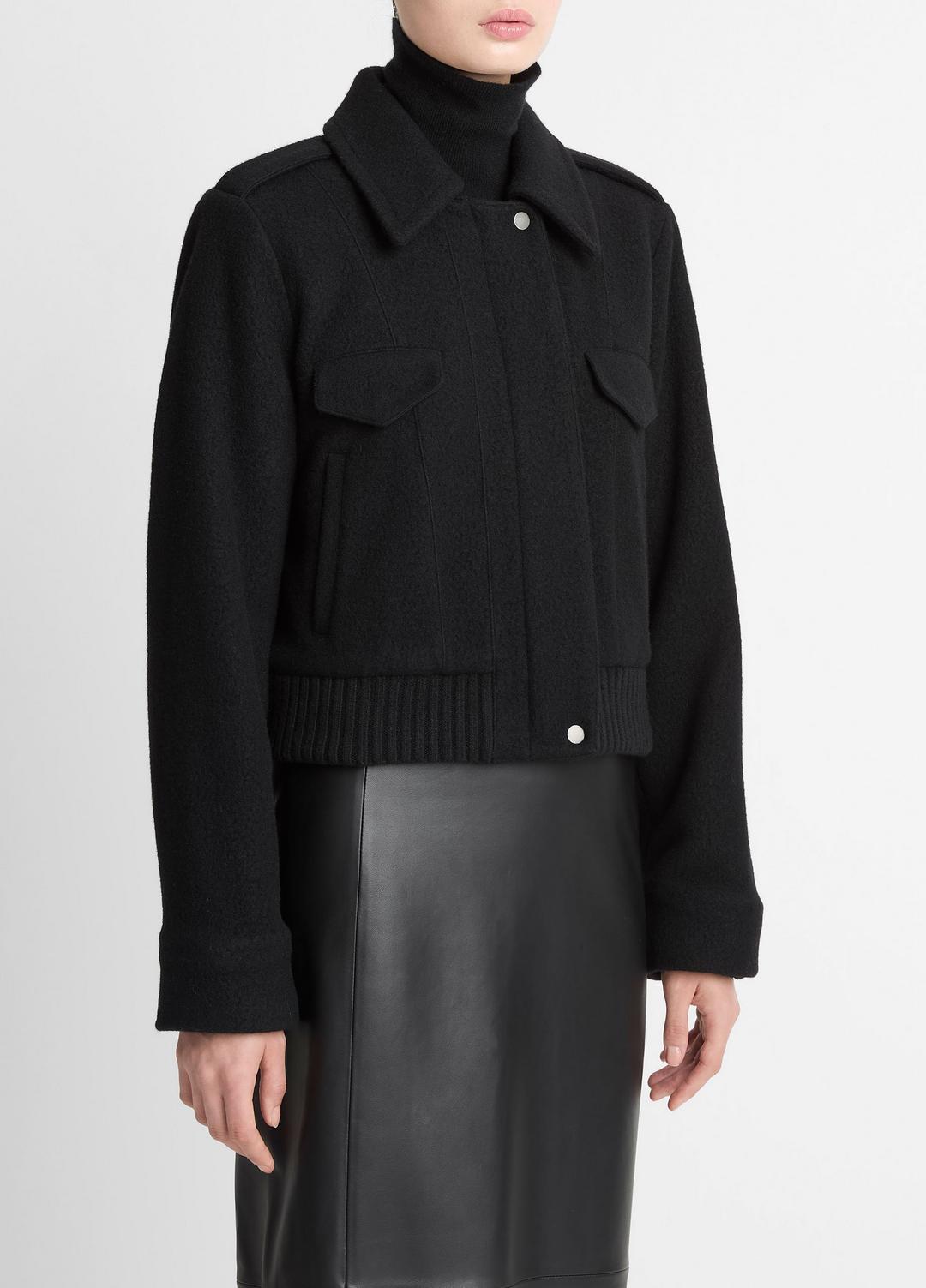 Italian Wool-Blend Cropped Jacket in Jackets | VINCE Women