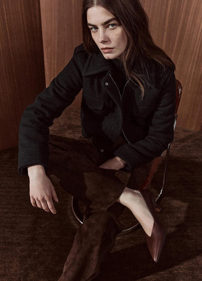 Italian Wool-Blend Cropped Jacket in Jackets | VINCE Women