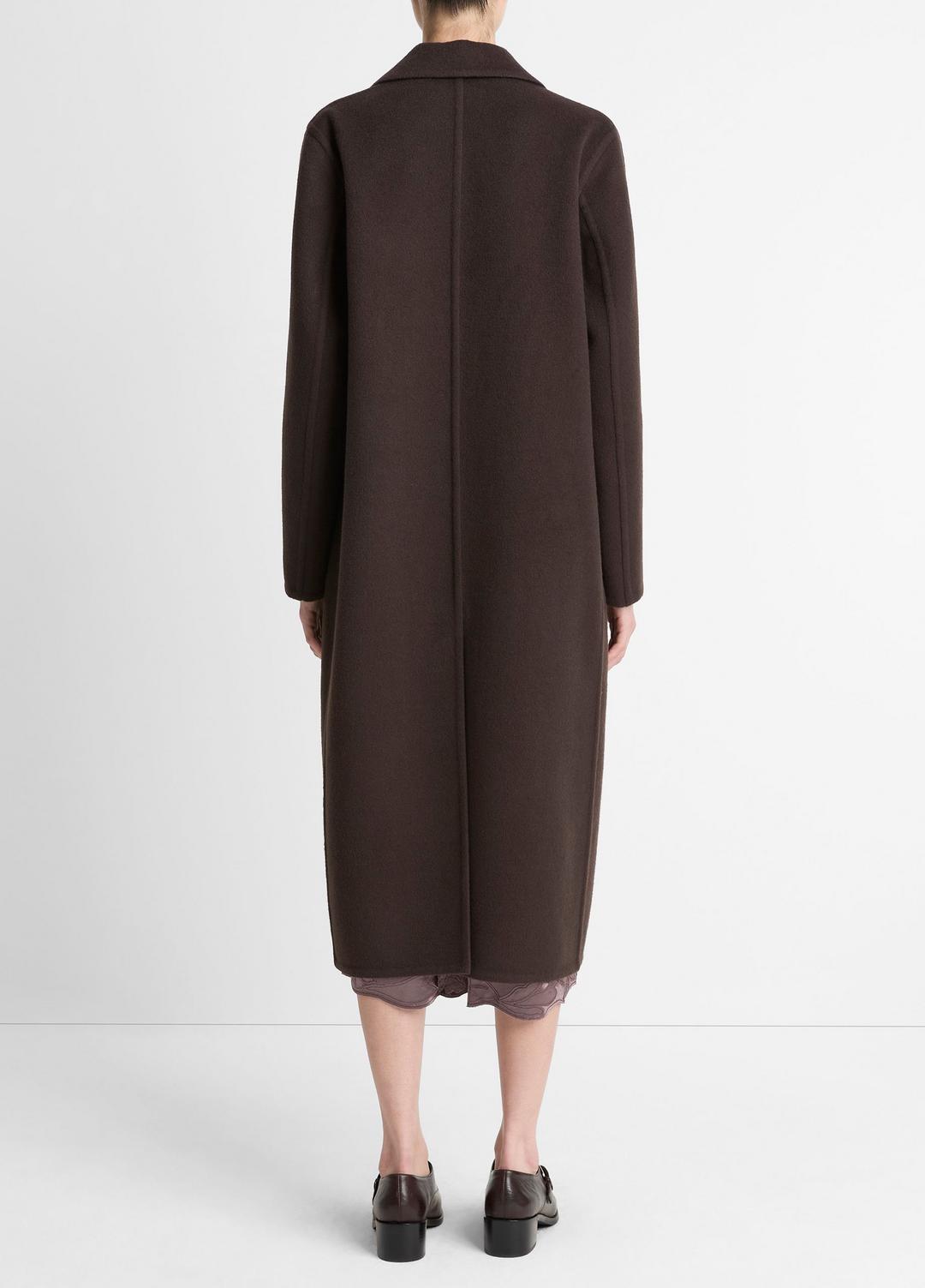 Wool-Blend Double-Breasted Long Coat in Coats | VINCE Women