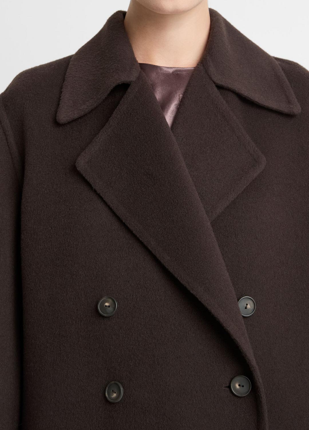 Wool-Blend Double-Breasted Long Coat in Coats | VINCE Women