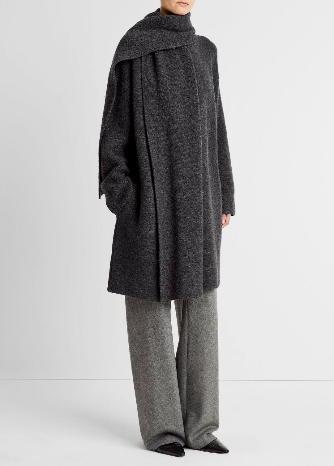 Draped-Scarf Wool-Blend Car Coat in Coats | VINCE Women