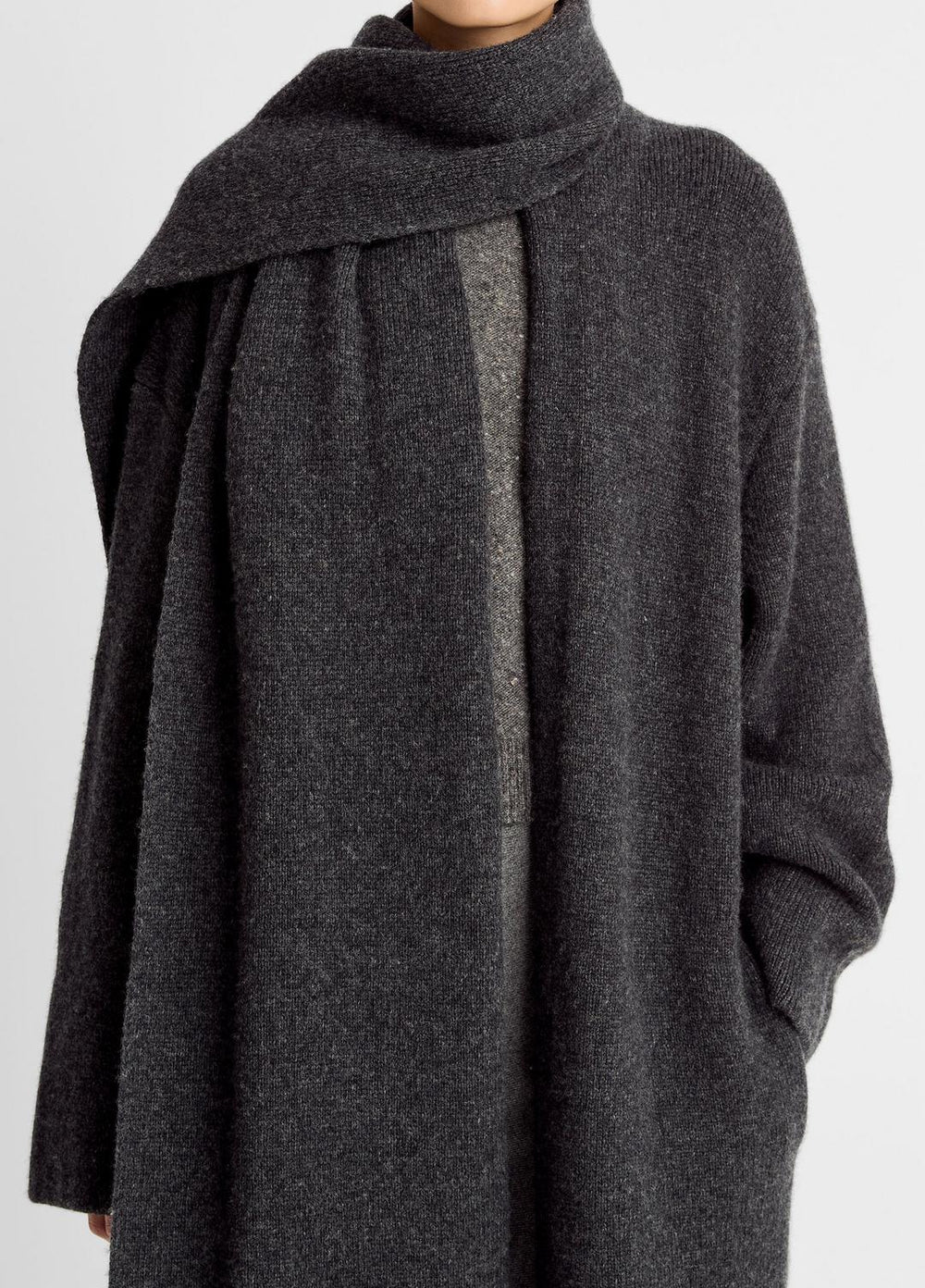 Draped-Scarf Wool-Blend Car Coat in Coats | VINCE Women