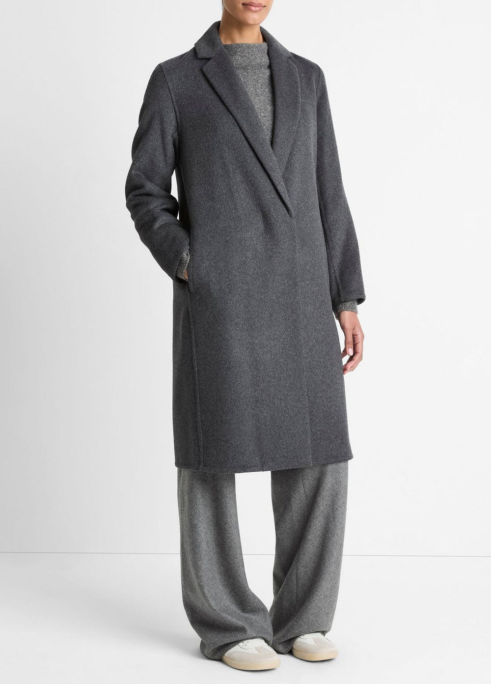 Classic Wool-Blend Straight Coat in Coats | VINCE Women