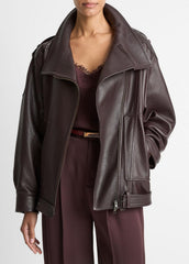 Leather Oversized Biker Jacket in Jackets | VINCE Women