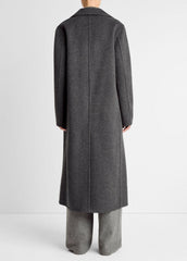 Wool-Blend Double-Breasted Long Coat in Coats | VINCE Women