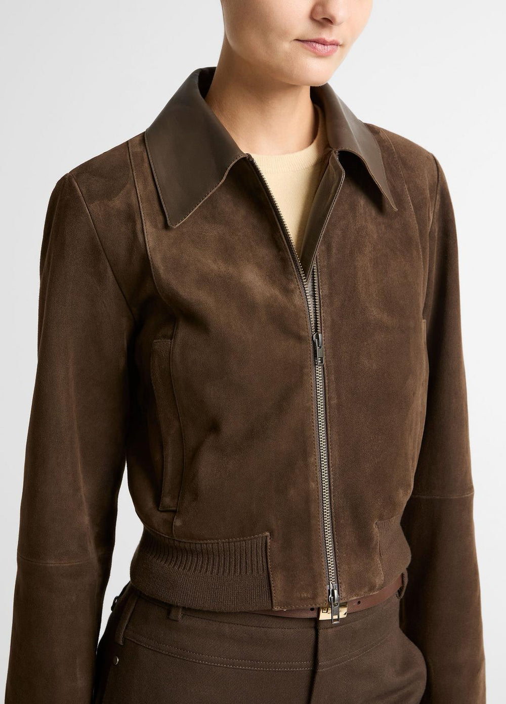 Suede Shrunken Bomber Jacket  in Jackets | VINCE Women
