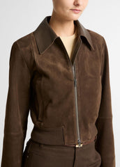 Suede Shrunken Bomber Jacket  in Jackets | VINCE Women