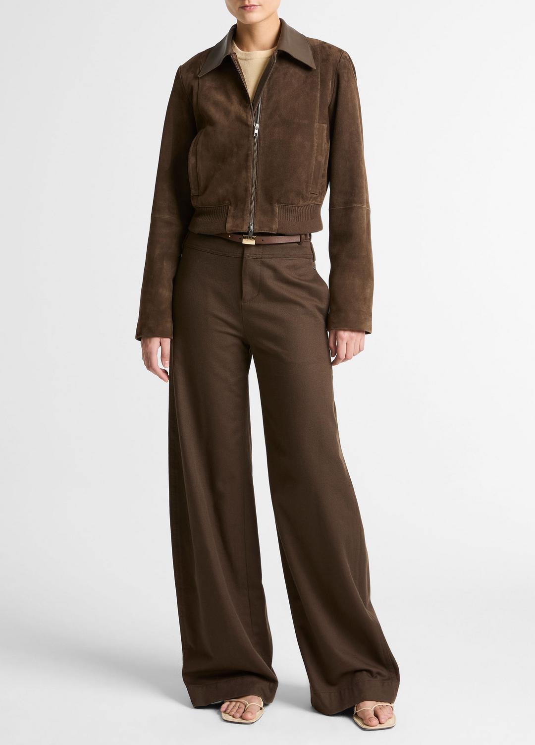 Suede Shrunken Bomber Jacket  in Jackets | VINCE Women