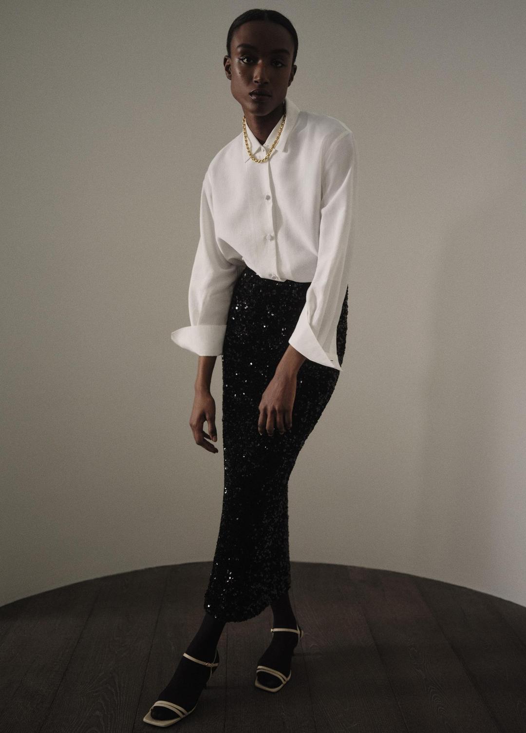 Refined Twill Covered-Button Shirt in Long Sleeve | VINCE Women