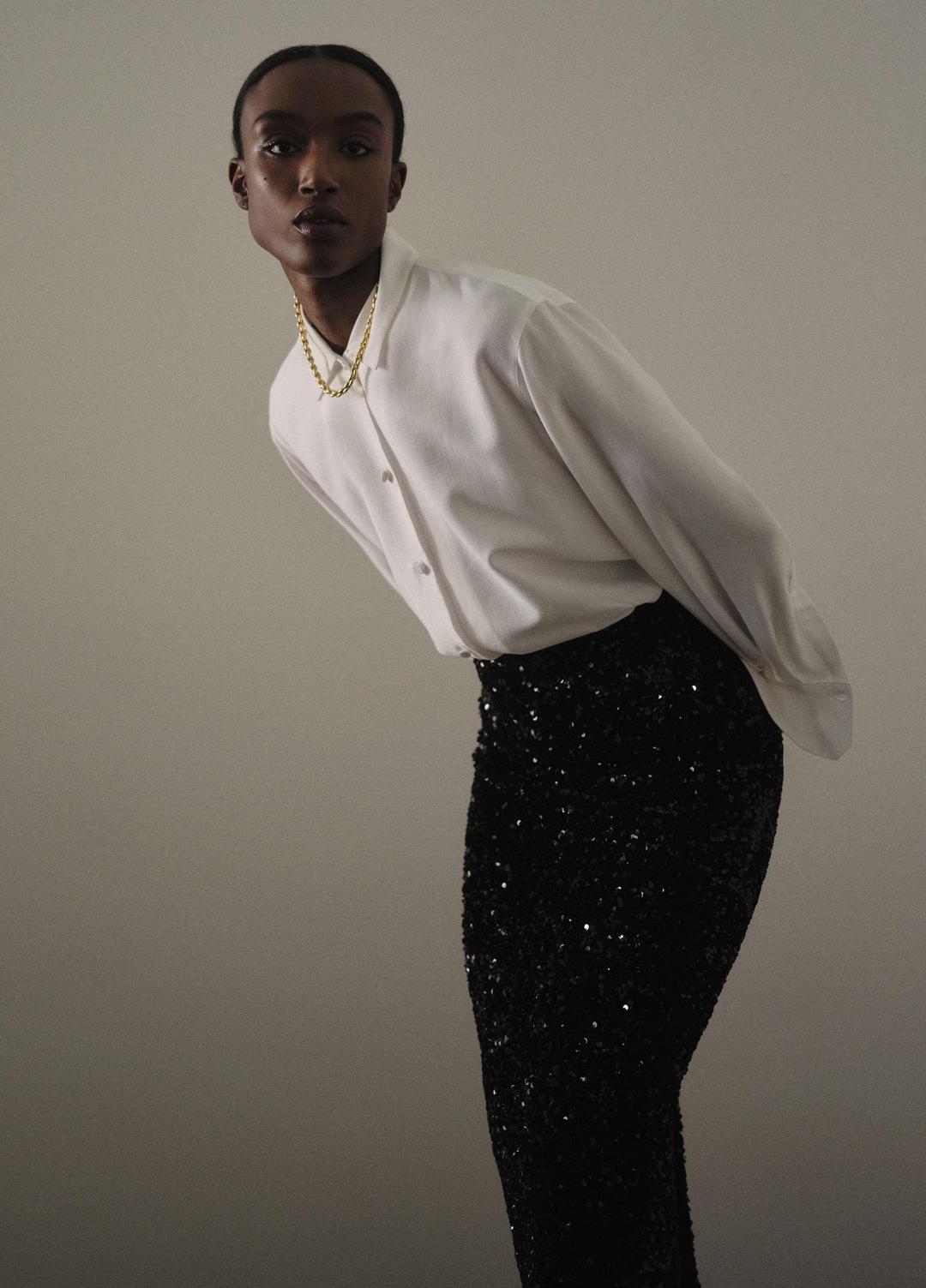 Refined Twill Covered-Button Shirt in Long Sleeve | VINCE Women