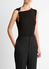 Cinched-Shoulder Wool-Blend Top in Tank Tops | VINCE Women
