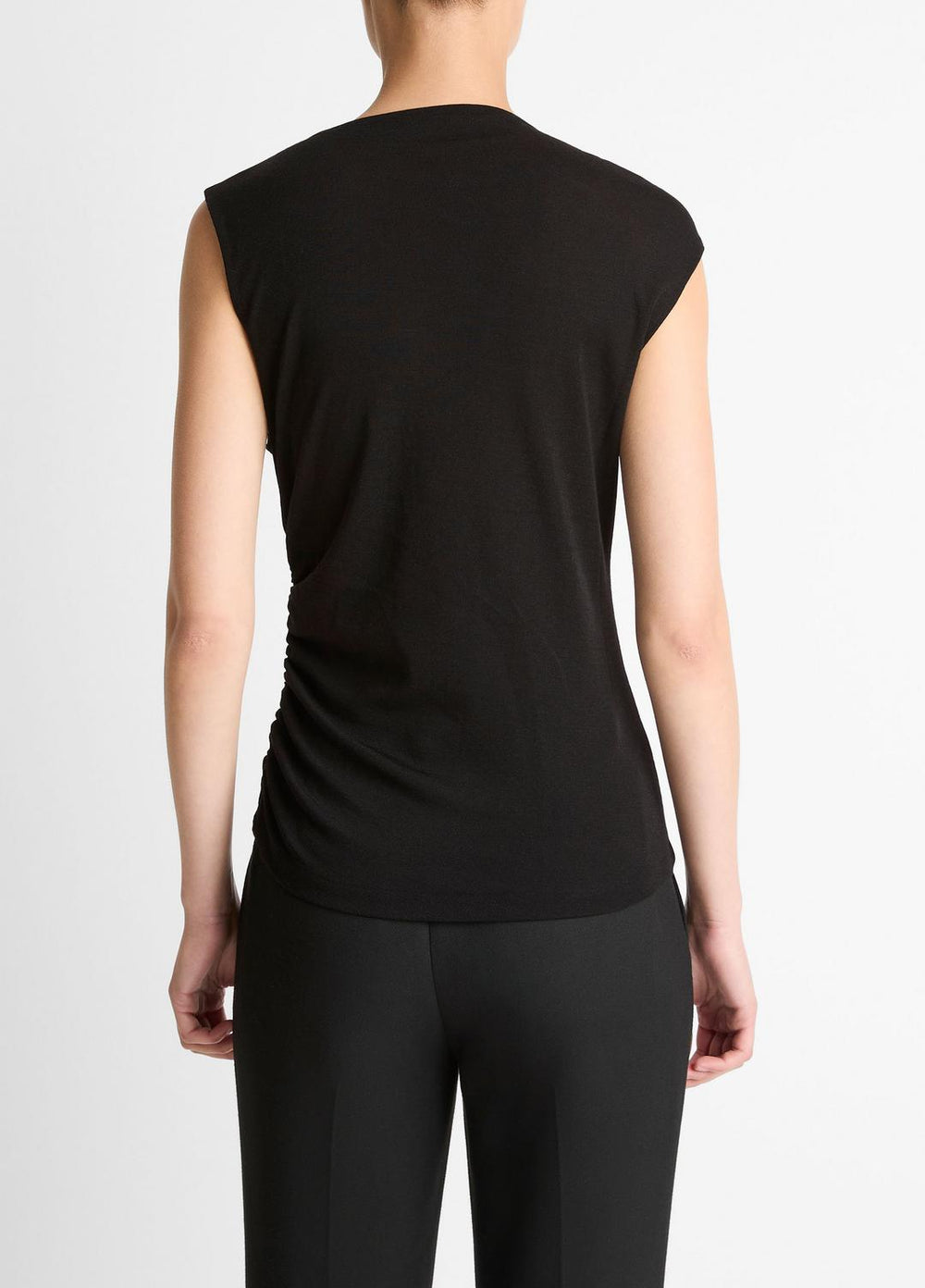 Cinched-Shoulder Wool-Blend Top in Tank Tops | VINCE Women