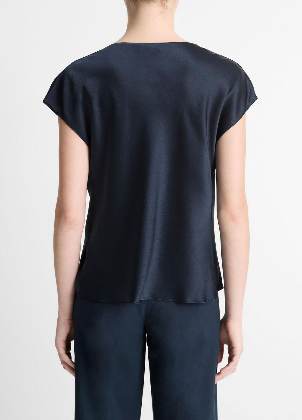 Silk Cowl-Neck Blouse in Short Sleeve | VINCE Women