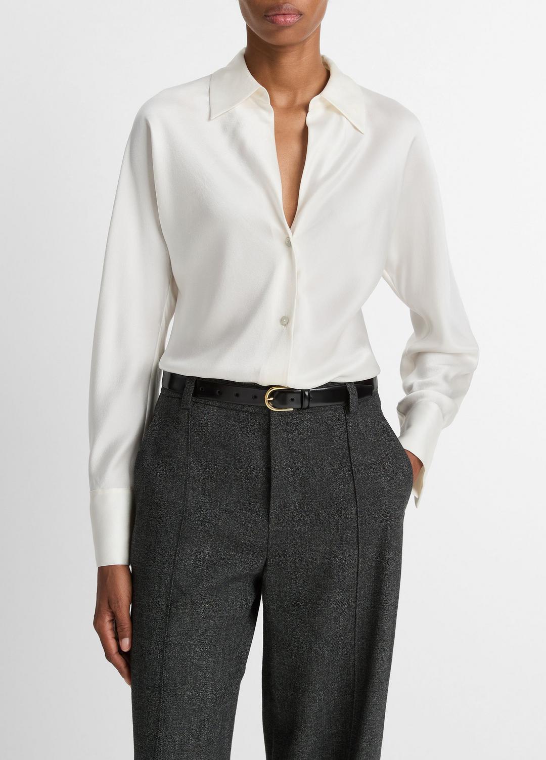 Silk Bias Long-Sleeve Blouse in Long Sleeve | VINCE Women