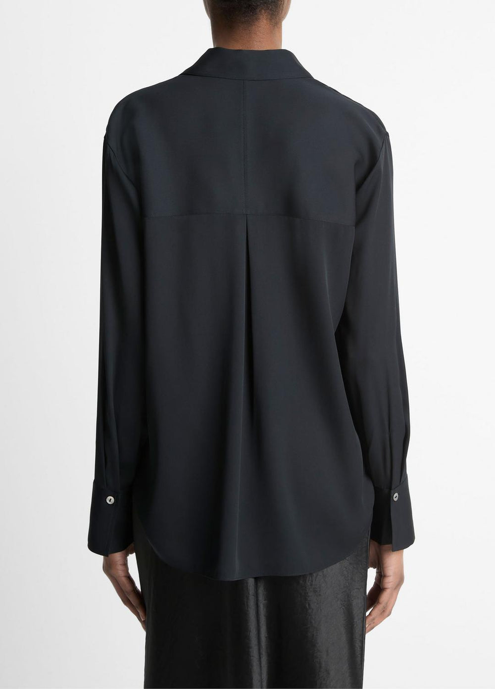 Stretch-Silk Button-Front Blouse in Long Sleeve | VINCE Women