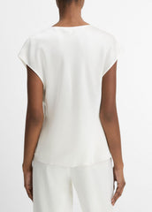 Silk Cowl-Neck Blouse in Short Sleeve | VINCE Women