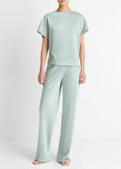 Draped Satin Dolman-Sleeve Blouse in Short Sleeve | VINCE Women