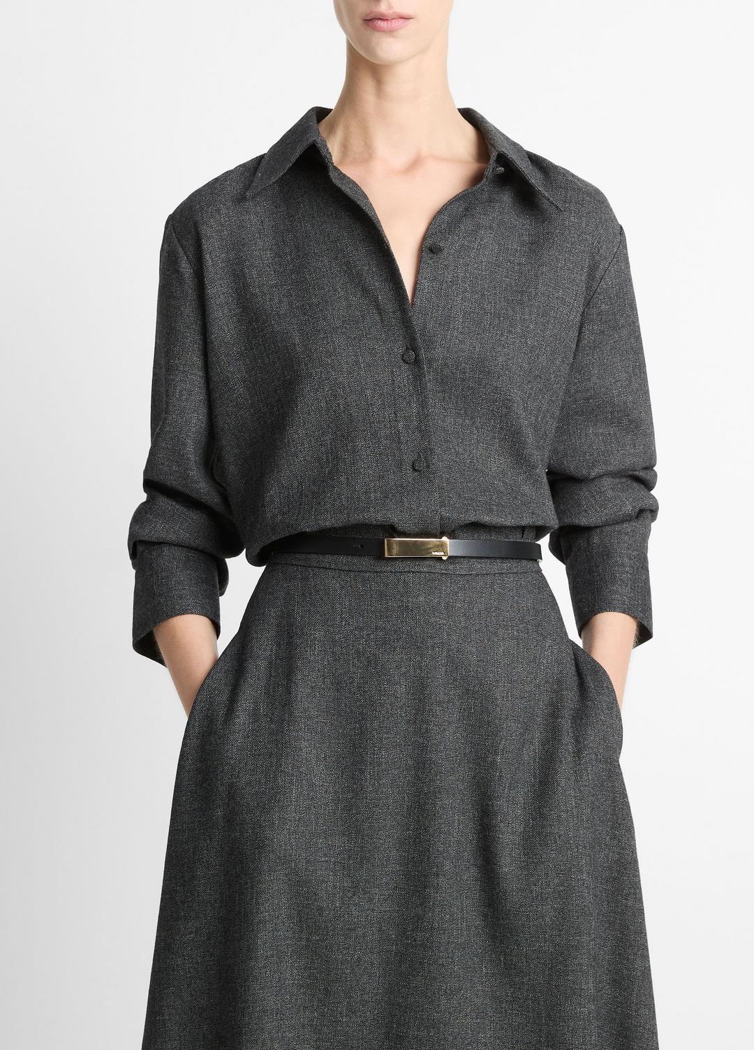 Italian Jaspe Relaxed Button-Front Shirt in Long Sleeve | VINCE Women