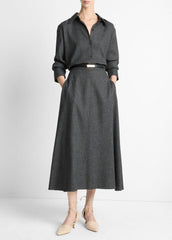 Italian Jaspe Relaxed Button-Front Shirt in Long Sleeve | VINCE Women