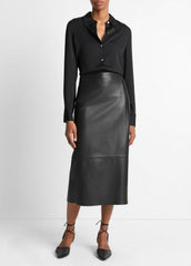 Silk-Blend Slim Button-Front Blouse in Long Sleeve | VINCE Women