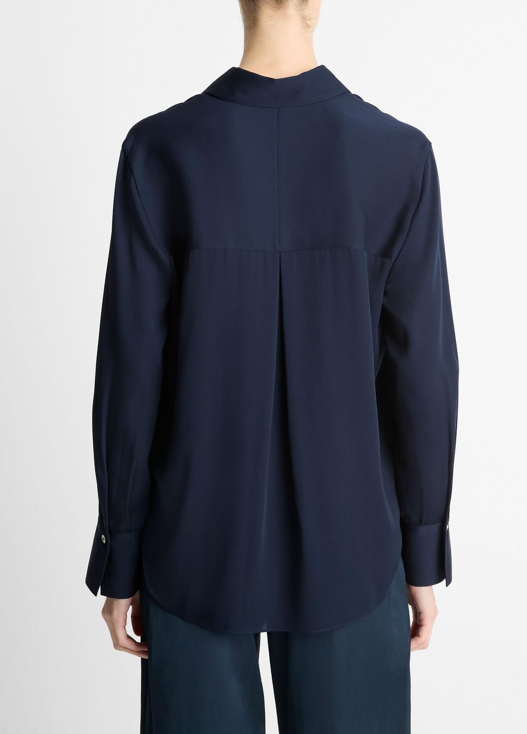 Stretch-Silk Button-Front Blouse in Long Sleeve | VINCE Women