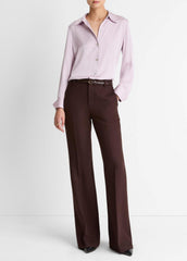 Silk-Blend Slim Button-Front Blouse in Long Sleeve | VINCE Women