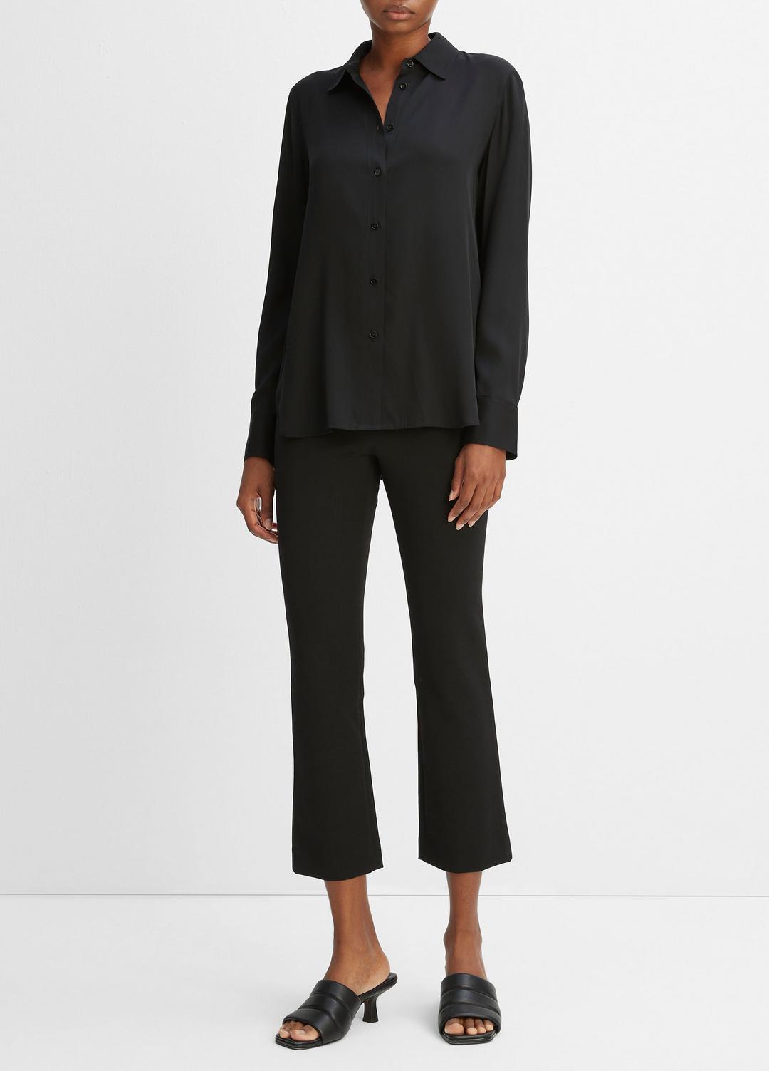 Slim Fitted Stretch-Silk Blouse in Long Sleeve | VINCE Women
