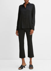Slim Fitted Stretch-Silk Blouse in Long Sleeve | VINCE Women