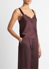 Lace-Trim Satin Camisole in Tank Tops | VINCE Women
