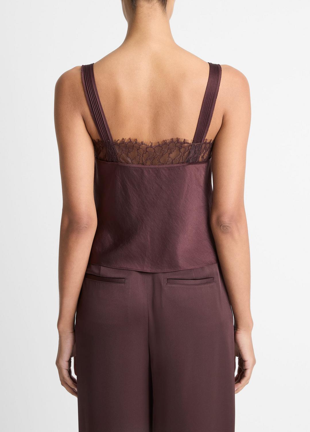 Lace-Trim Satin Camisole in Tank Tops | VINCE Women