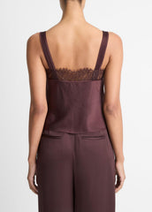 Lace-Trim Satin Camisole in Tank Tops | VINCE Women