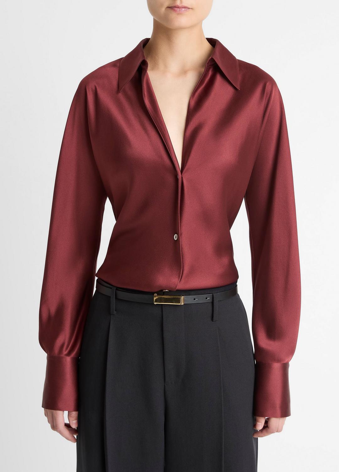 Silk Bias Long-Sleeve Blouse in Long Sleeve | VINCE Women